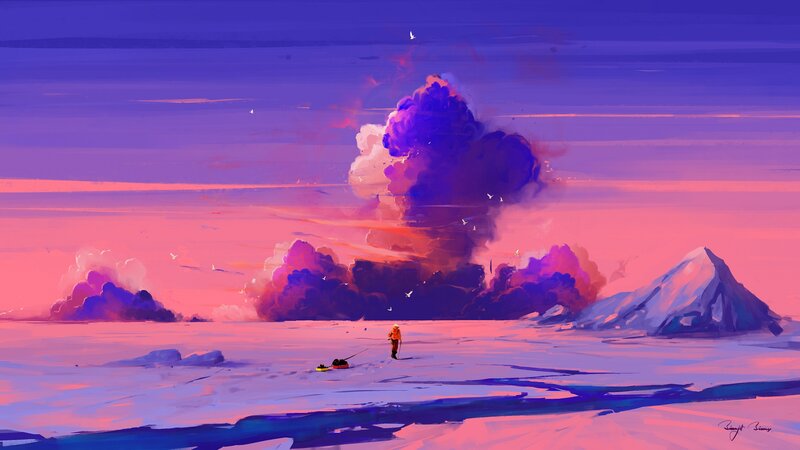 Person on Snowy Plain