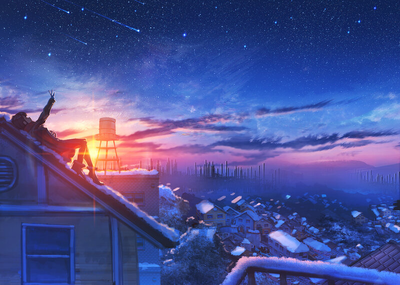 Person on Snowy Rooftop
