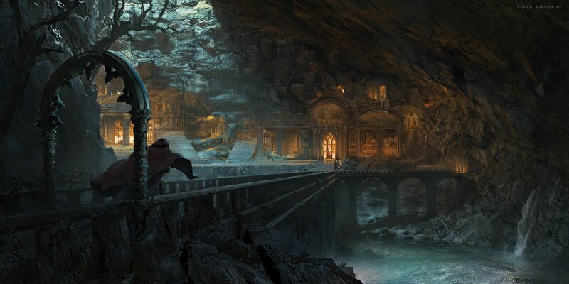 Person on Stone Bridge — Gray, Dramatic, Night