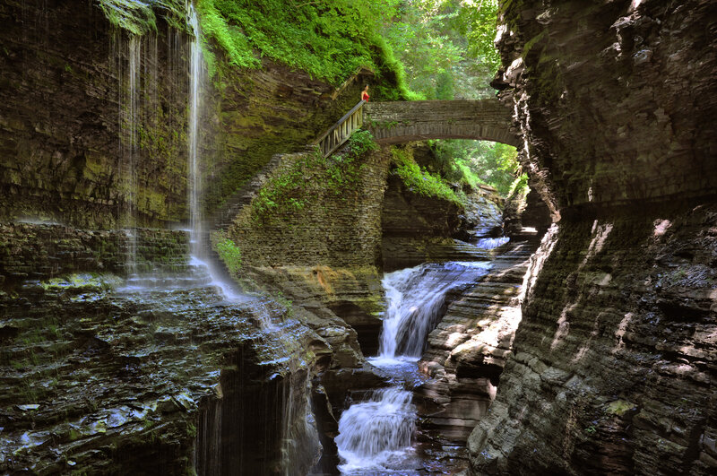 Person on Stone Bridge