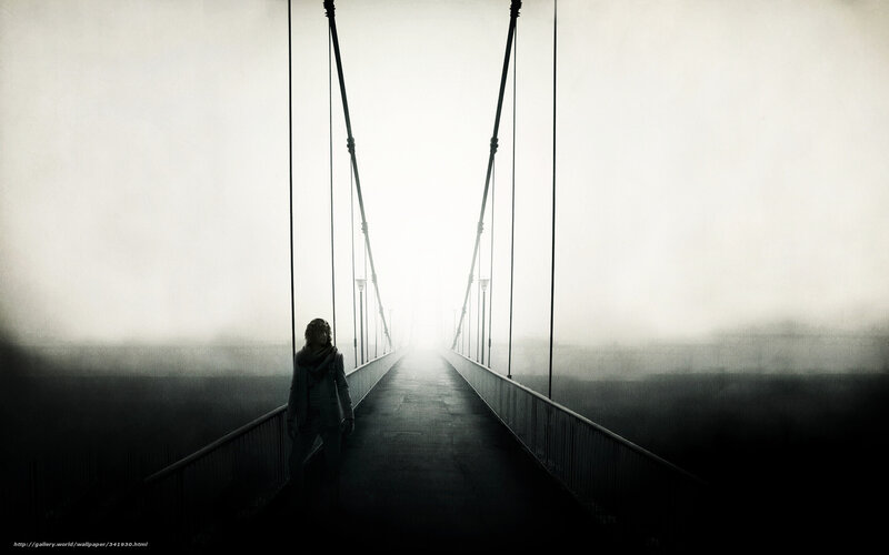 Person on Suspension Bridge — Black