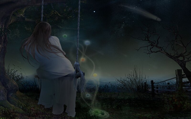Person on Swing at Night