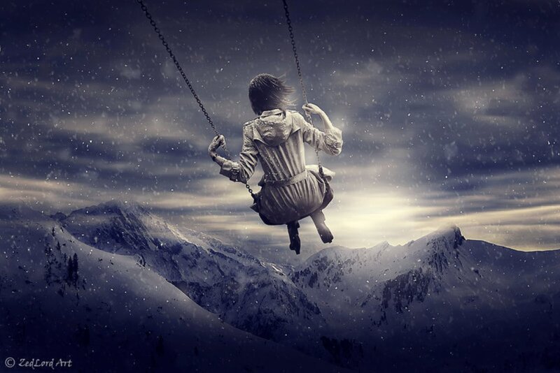 Person on Swing — Gray