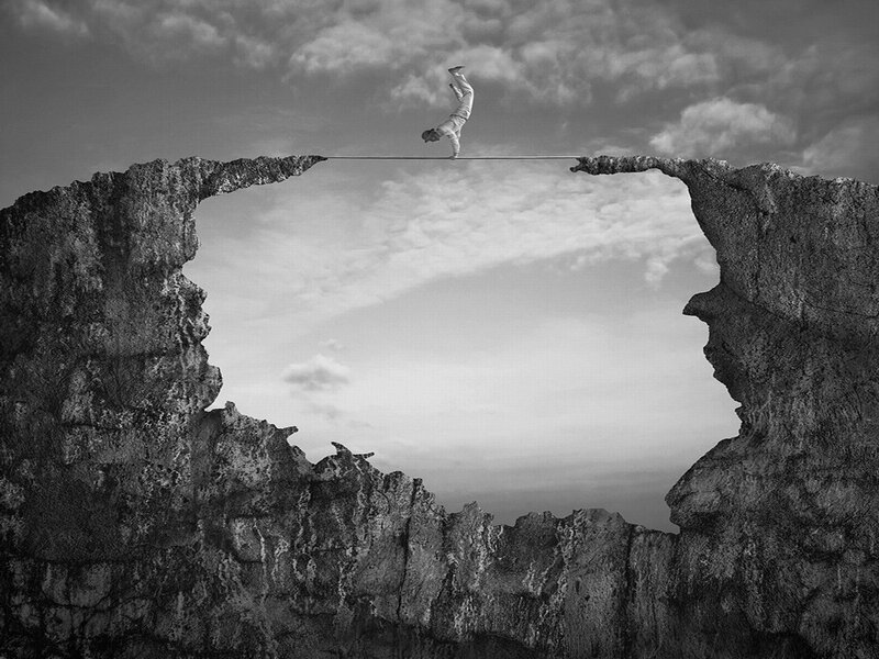 Person on Tightrope — Black