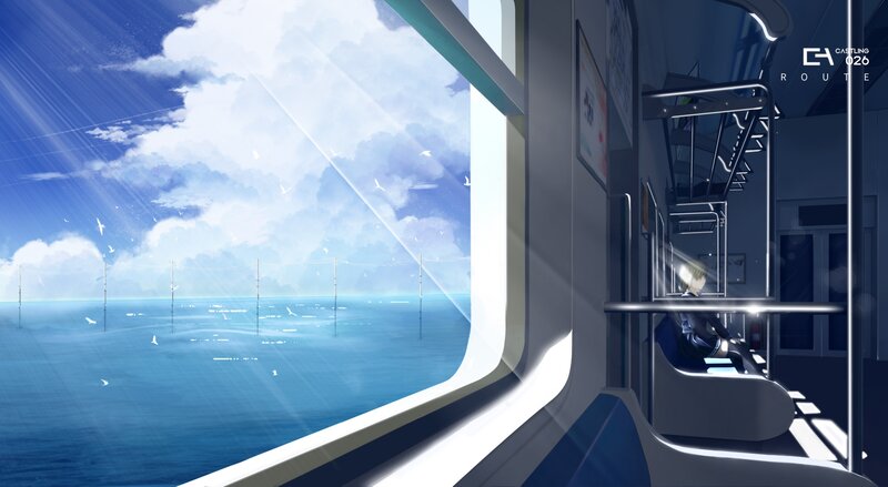 Person on Train — Blue, Serene