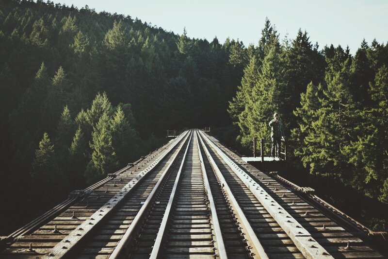 Person on Train Bridge