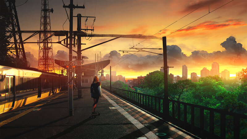 Person on Train Platform — Orange