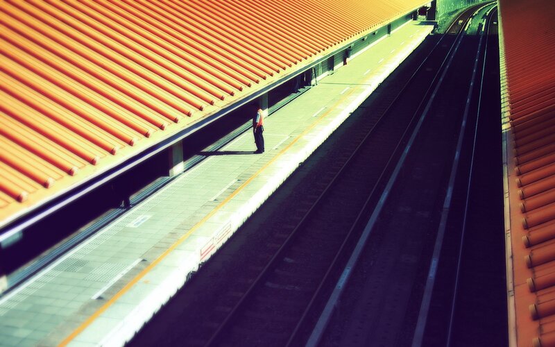 person on train platform