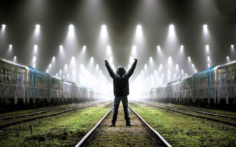 Person on Train Tracks — Black