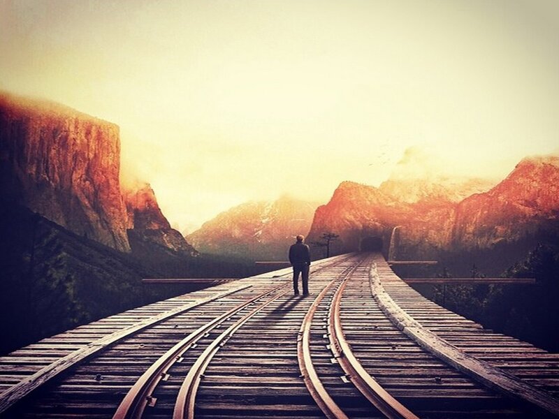 Person on Train Tracks — Brown