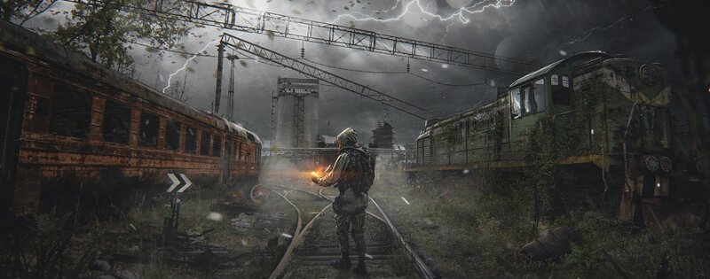 Person on Train Tracks — Green