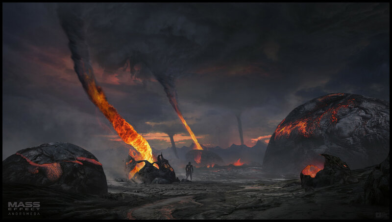 Person on Volcanic Planet