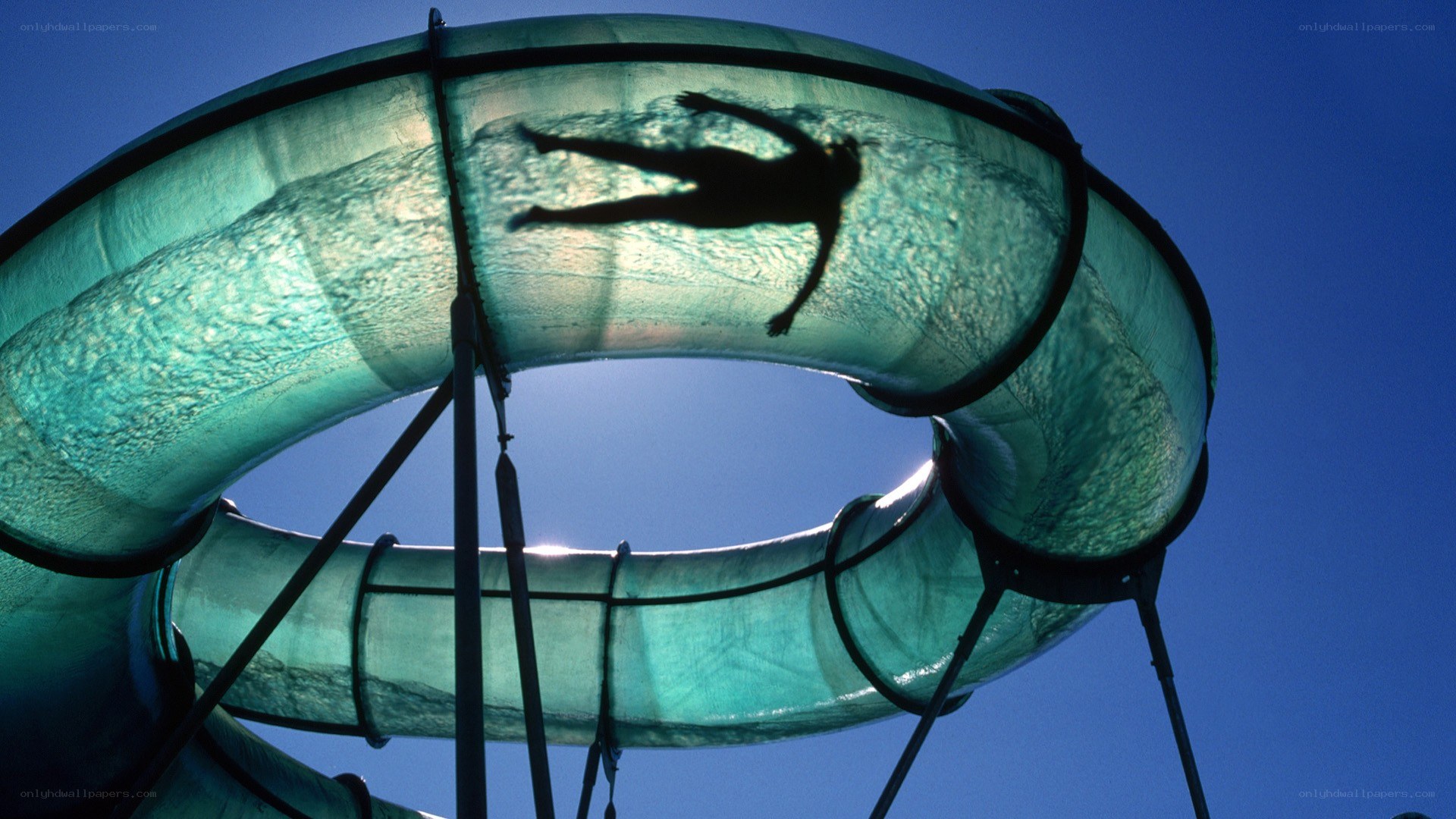 person on water slide