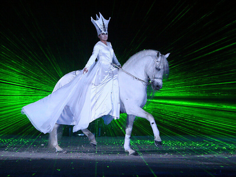 Person on White Horse — Dramatic