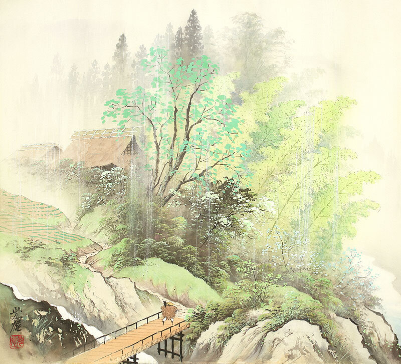 Person on Wooden Bridge — Green
