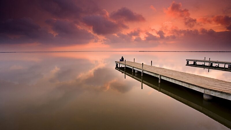 Person on Wooden Dock — Purple
