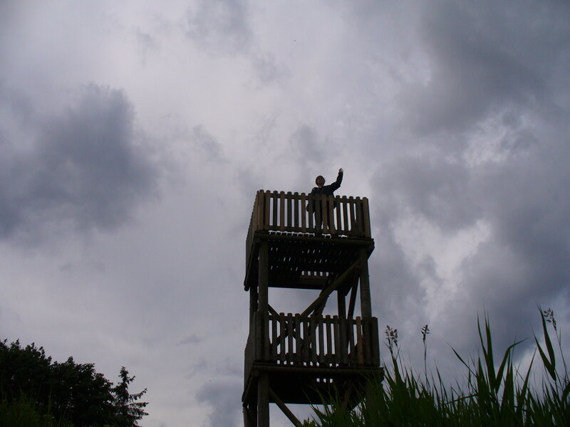 Person on Wooden Tower