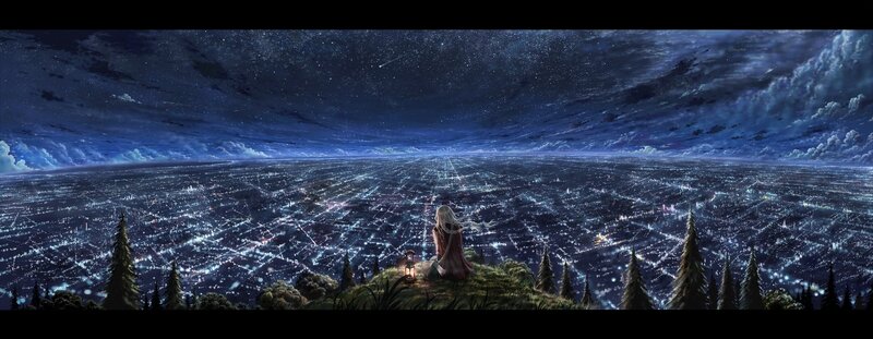person overlooking city at night
