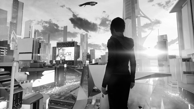 Person Overlooking City — Black, Dramatic