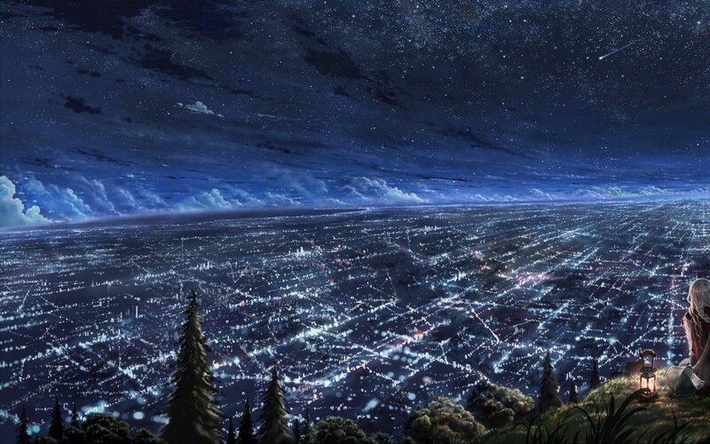Person Overlooking City — Blue