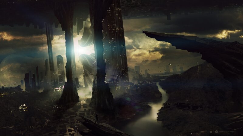 Person Overlooking City — Dark