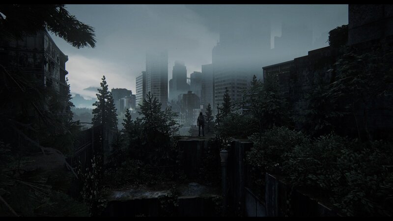 Person Overlooking City — Gray, Somber, Overcast