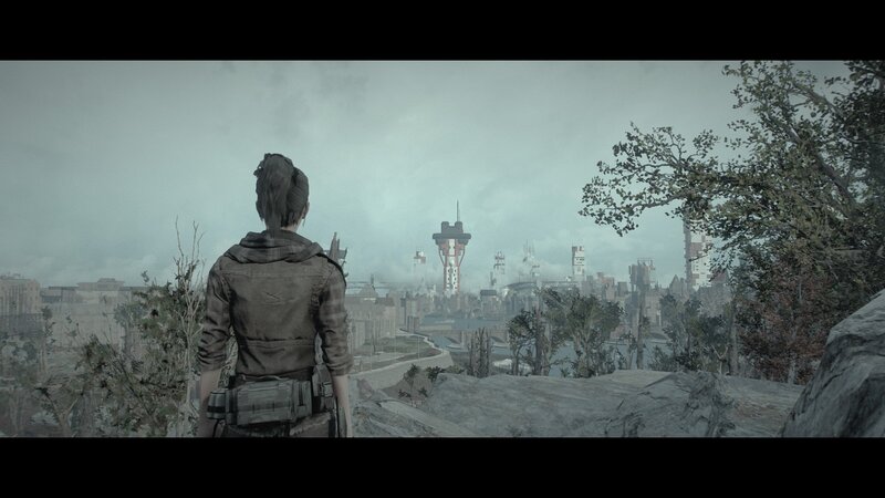 Person Overlooking City — Gray, Somber