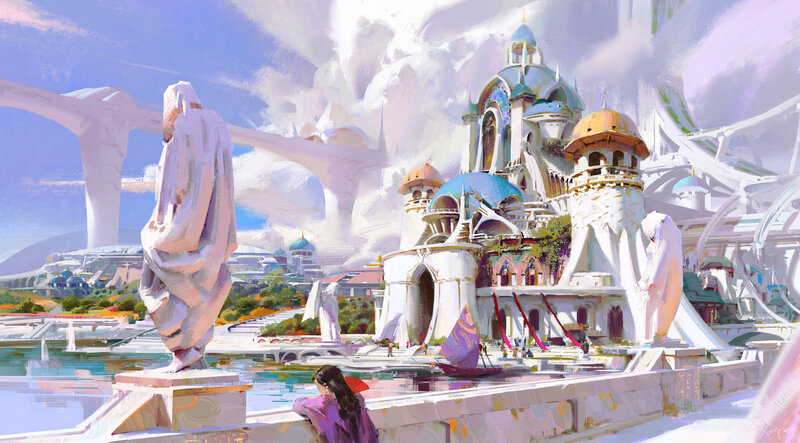 Person Overlooking City — White