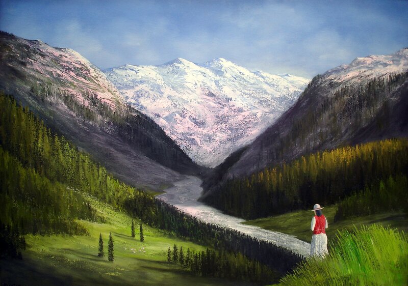 Person overlooking mountain valley
