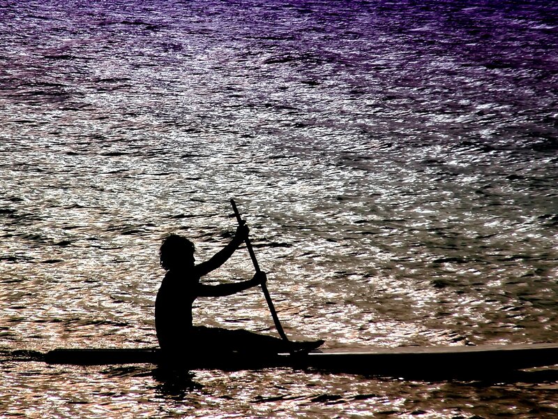 person paddling a canoe