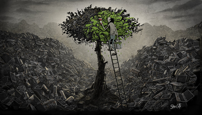 Person Painting Electronic Tree
