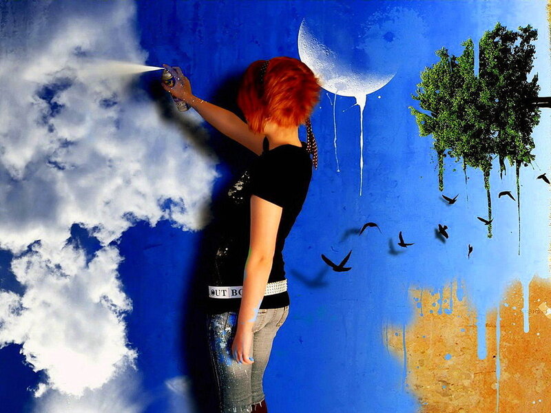 Person Painting Mural