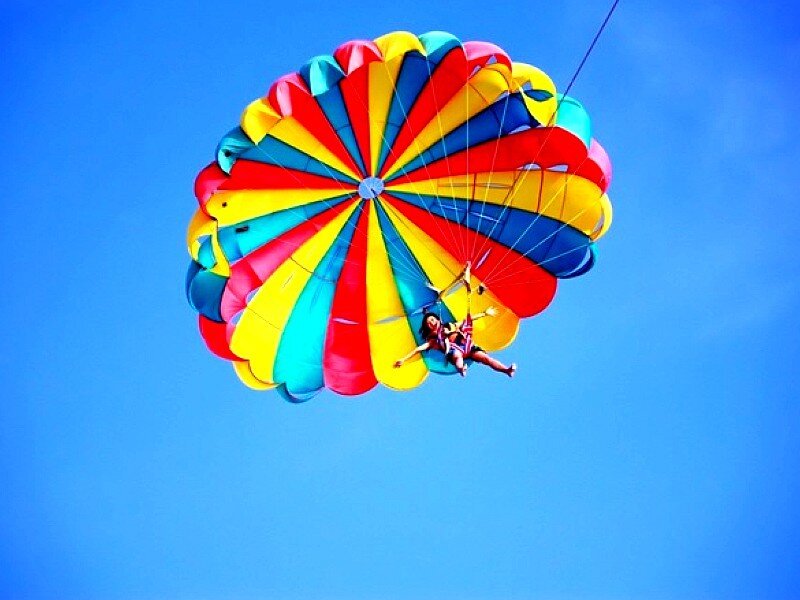 Person Parasailing — Blue, Active, Afternoon