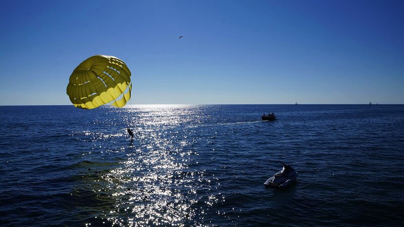 Person Parasailing — Blue, Serene