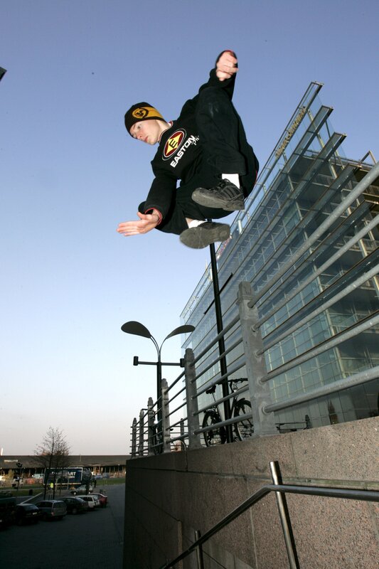 Person Performing Parkour