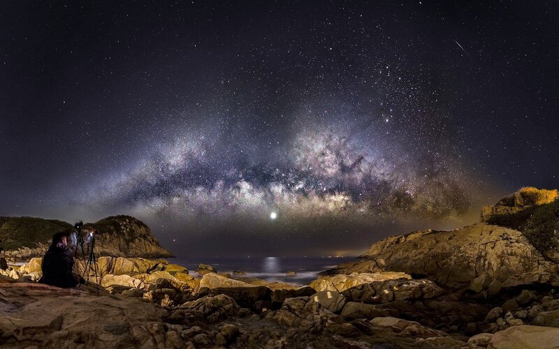 Person Photographing Stars