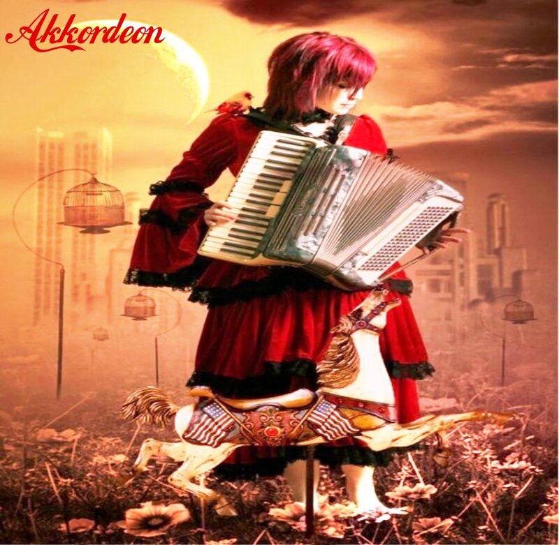 Person Playing Accordion — Red