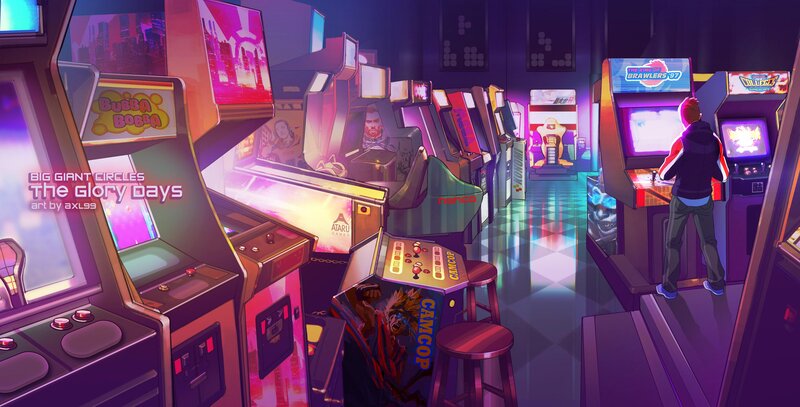 Person Playing Arcade Game — Purple