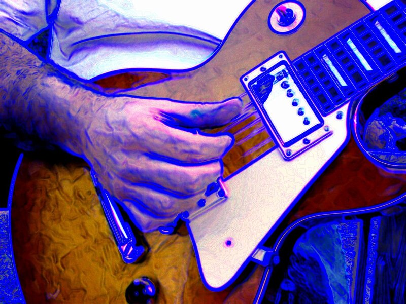 Person Playing Electric Guitar — Blue