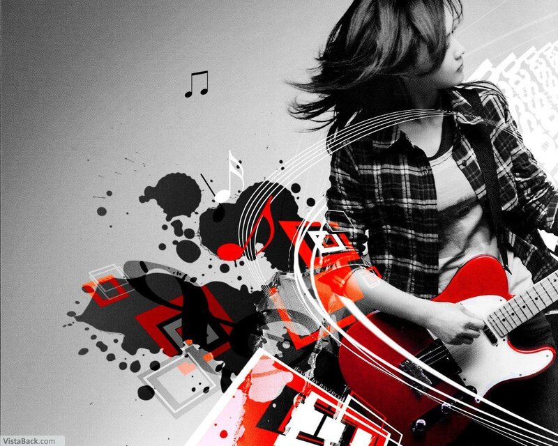 Person Playing Electric Guitar — Red