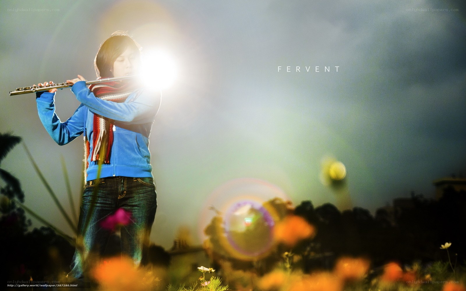 person playing flute in field