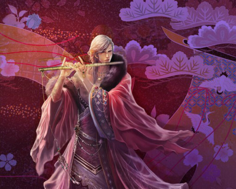 Person Playing Flute — Purple