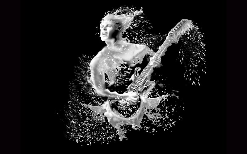Person Playing Guitar — Black, Dramatic, Digital Art