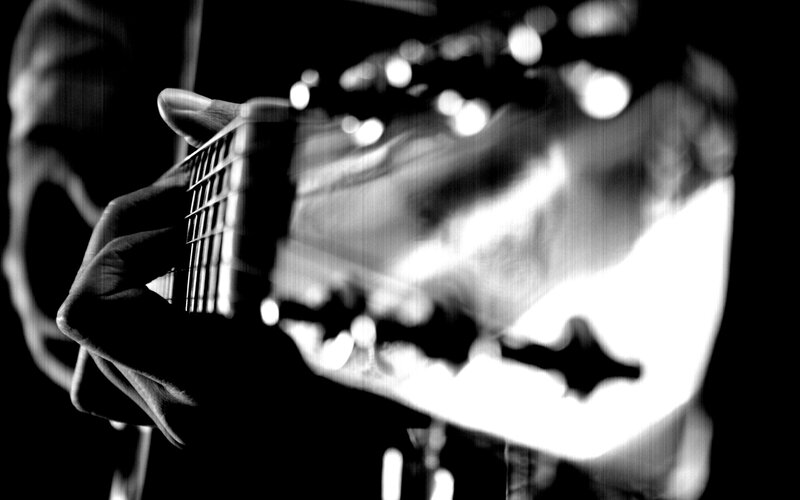 Person Playing Guitar — Black, Dramatic, Night