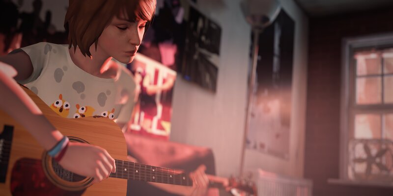 Person Playing Guitar — Brown, Calm, Night