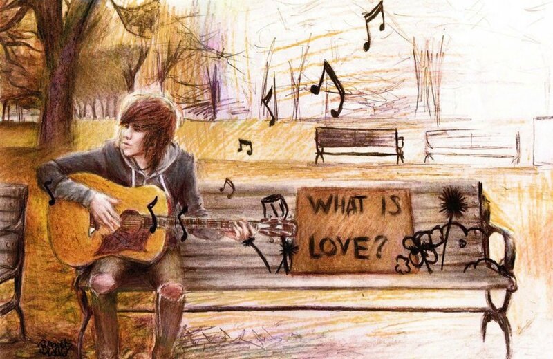 Person Playing Guitar — Yellow, Contemplative