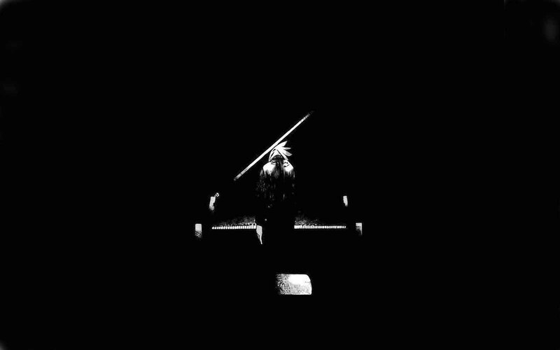 Person Playing Piano — Black, Dramatic, Night, Manga