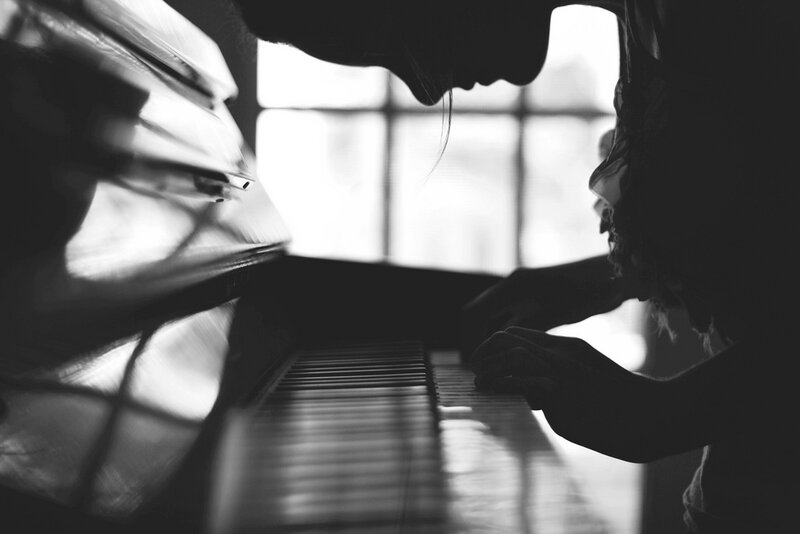 Person Playing Piano — Black, Dramatic