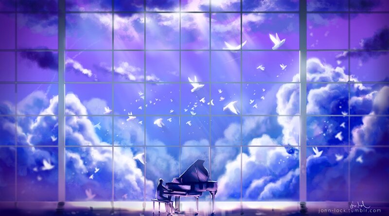 Person Playing Piano — Purple