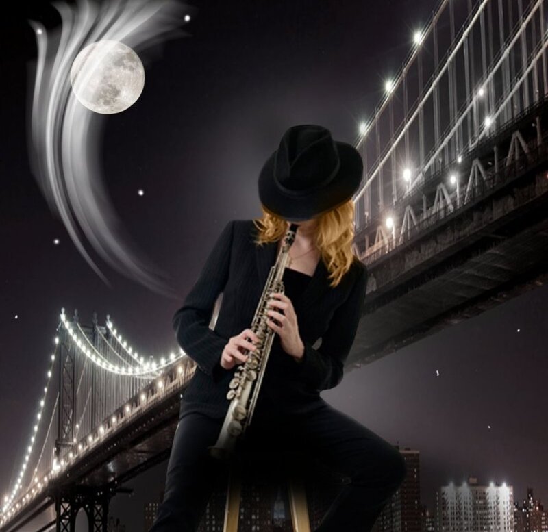 Person Playing Saxophone — Black